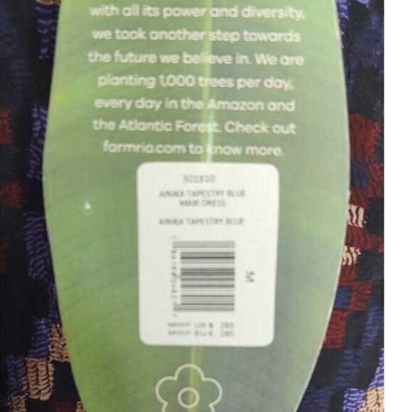 FARM Rio Maxi Dress M Blue Ainika Tapestry Tribal Aztec High Neck Party Resort - Picture 13 of 13